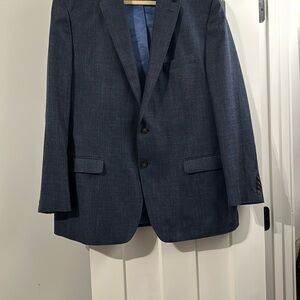 Chaps Blue Wool Blend Sport Coat Notched Lapels